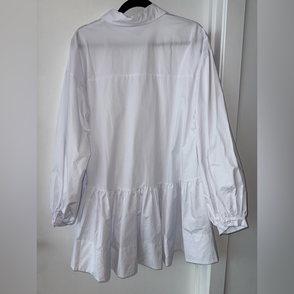 White Whimsical Midi Dress with Bishop Long Sleeves | One Size - Picture 6 of 6